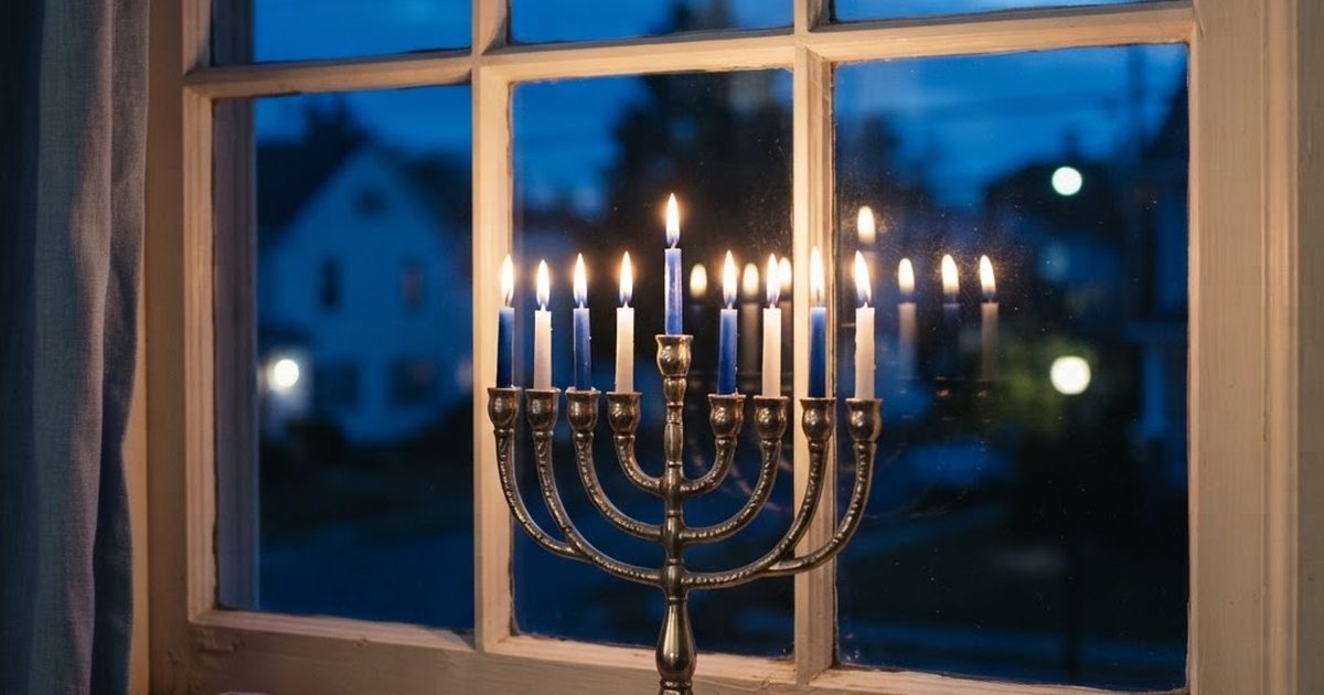 Menorah with lit candles for when is Hanukkah 2026 celebration
