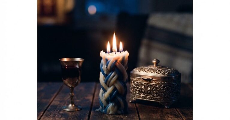 Braided Havdalah candle and spice box for when does shabbat end